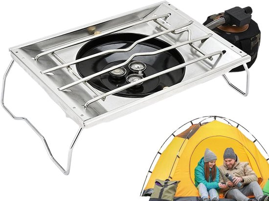 Campingfornuis - Draagbare Grill - Buiten Koken - Constante Vlamcontrole - 40x30x15 cm - Zilver