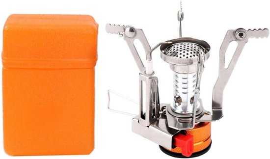 Campingfornuis Gasbrander - Mini Opvouwbaar - Buiten Koken - Met Piezo Ontsteking - 118 Gram Lichtgewicht - Zilverkleurig