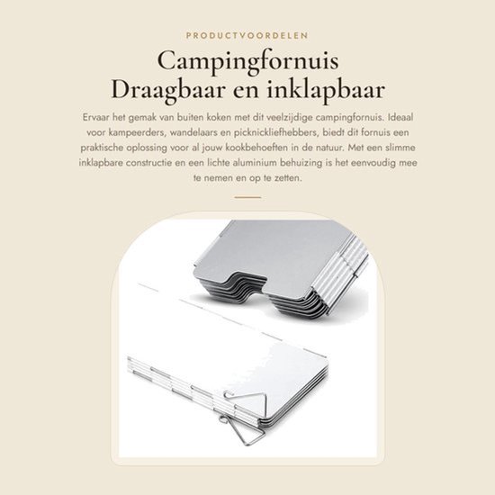 Campingfornuis Inklapbaar - Draagbaar - Aluminium - Voorruit 10 Panelen - Camping - Koken - Met Draagtas - Kookscherm