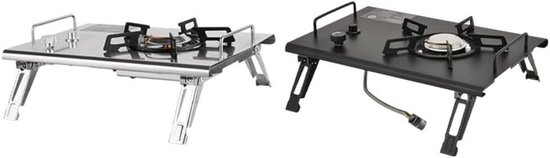 Campingfornuis Opvouwbaar - Buitenbrander Gas - Buiten Koken - Krachtige 4000W Vlam - 42 x 30 cm - Zilver