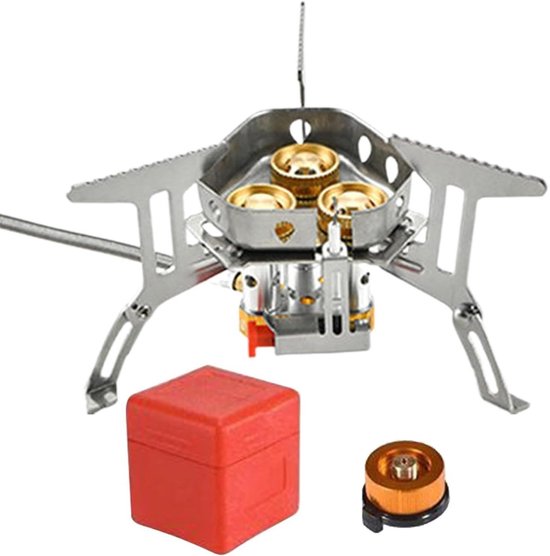 Campingfornuis Opvouwbaar - Gasbrander Buiten - Koken Buiten - Winddicht Ontwerp - 85 cm - Zilver