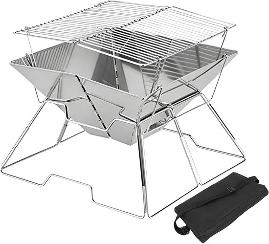 Campingfornuis Roestvrij Staal - Draagbaar Gasfornuis - Buiten Koken - In Hoogte Verstelbaar - 34 x 34 x 275 cm