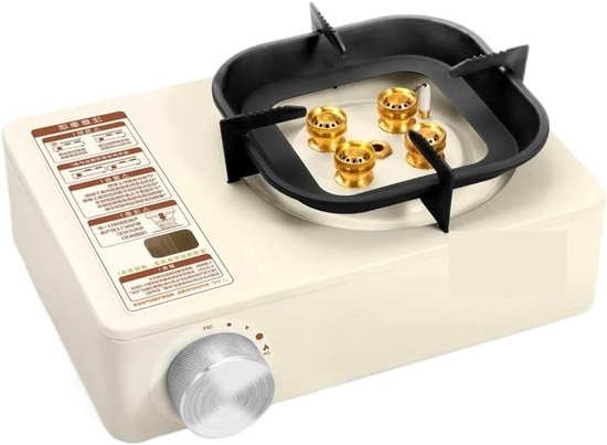 Campinggasfornuis 5800W - Draagbare brander - Koken buiten - Hoog vuurvermogen - 27x19x13cm - Wit