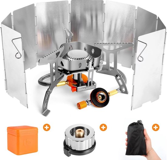 Campinggasfornuis met Windscherm - Draagbaar Fornuis voor Reizen - 1 stuk - Staal - Compact van Benson