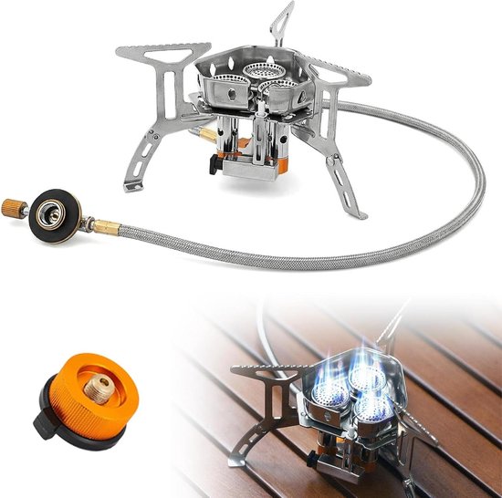 Campinggasfornuis Opvouwbaar - Draagbare Gasbrander - Buiten Koken - 3500 Watt Krachtig - Compact Opvouwbaar - Zilver