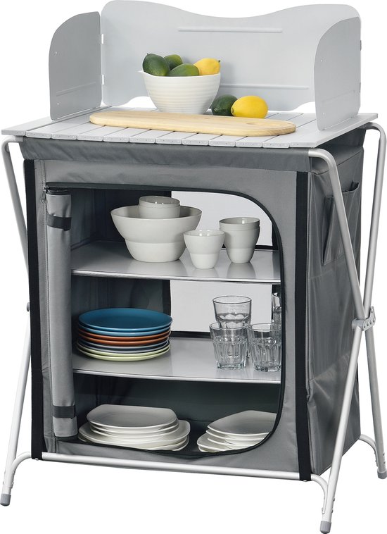 Campingkast opvouwbaar 109,5x70x52 cm donkergrijs van Bo-Camp