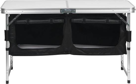 Campingkeuken met 2 vakken - 102 x 47 x 68 cm - Reiskeuken - Afsluitbare compartimenten - voor caravan of autocamping - aluminium frame