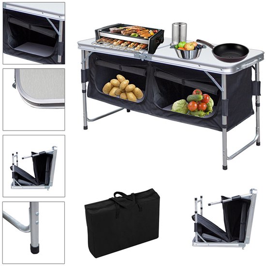 Campingkeuken met 2 werkbladen – 120 x 47 x 68 cm voor camping en caravan van Merkloos