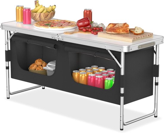 Campingkeuken - Opvouwbare kast - Outdoor koken - Aluminium frame - 120 x 47 x 62 cm - Grijs
