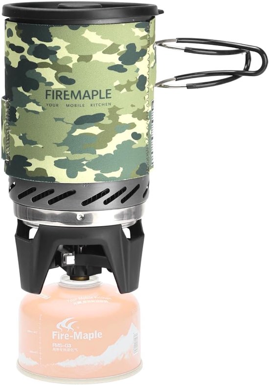 Campingkookset met Gasbrander - Compact Kooktoestel - Snelle Warmtewisselaar - 1 Liter - Aluminium - 512 g