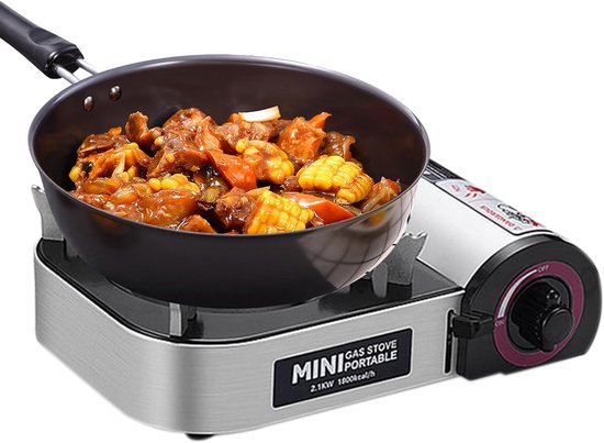Campingkookstel - Draagbare Grill - Buiten Koken - Consistente Vlam - 26x23x9 cm - Zwart