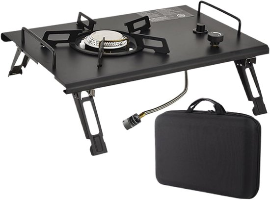 Campingkookstel Opvouwbaar - Outdoor Kooktoestel - Picknick Tafel BBQ - Roestvrijstalen Constructie - 415 x 29 x 105 cm - Zilver