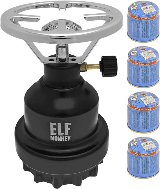 Campingkooktoestel 1-pits Metalen Gasfornuis voor Outdoor en Kamperen - Inclusief 4 Gaspatronen van Merkloos