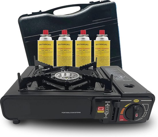 Campingkooktoestel Gasfornuis met Opbergdoos en Gaspatronen van Camp