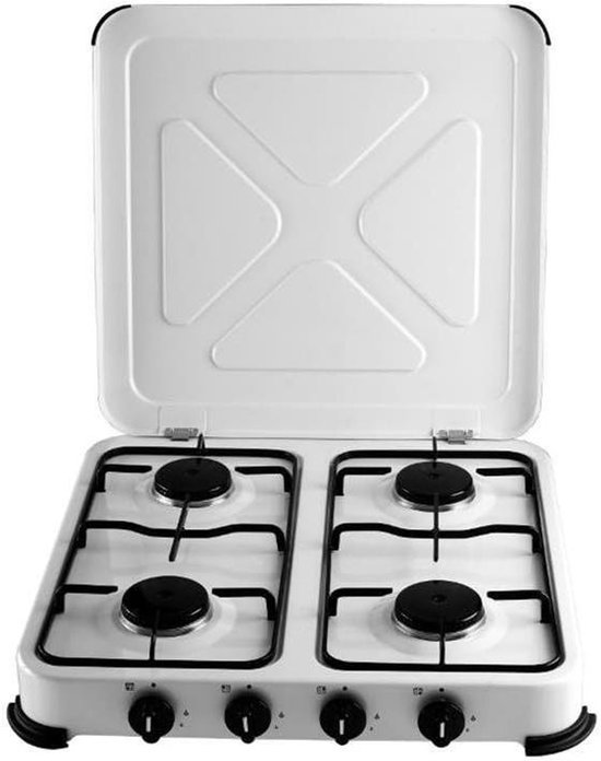 Campingkooktoestel - Gaskooktoestel Fornuis - Kamperen Koken - 4 Branders - 58x54x10 cm - Wit