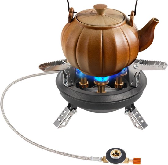 Campingkooktoestel Inklapbaar - Buitenfornuis Winddicht - Outdoor Koken - Vijf Branders - 15 x 15 x 11 cm - Kaki