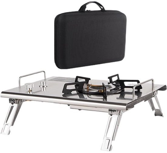 Campingkooktoestel - Opvouwbaar fornuis - Buiten koken - Roestvrijstalen constructie - 41.7 x 17.4 x 32 cm - Zilver