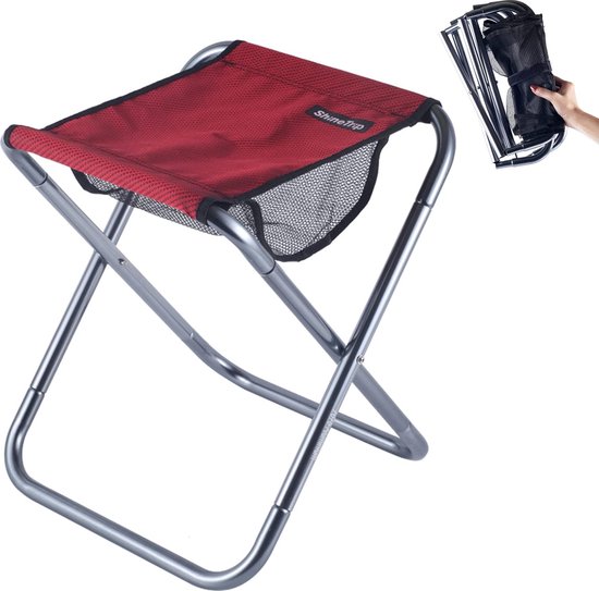 Campingkruk, klapkruk, licht en inklapbaar, opvouwbare kruk voor vissen, picknick, outdoor, rood, L van Camp