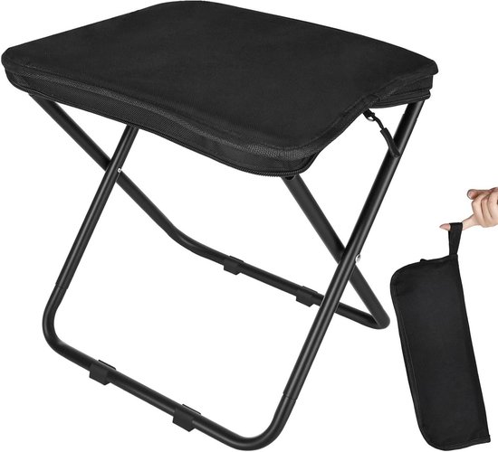 Campingkruk - Klapstoel - Buitenactiviteiten - 2-in-1 ontwerp - 33 x 26 x 32 cm - Zwart