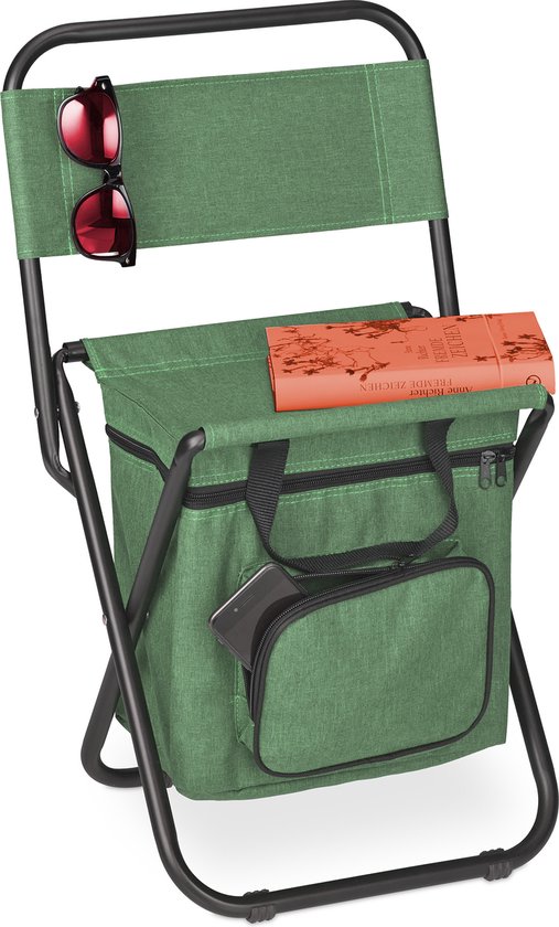 campingkruk met tas - tot 120 kg - opvouwbaar - rugleuning - visstoel - inklapbaar