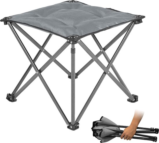 Campingkruk, opvouwbaar, ultralicht, draagbare klapkruk, campingkruk met draagtas, opvouwbare kruk voor outdoor, camping, wandelen, vissen, viskruk tot 150 kg, grijs van Camp