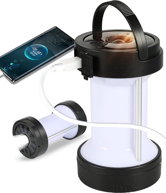 Campinglamp Solar Led- Lantaarn 2600mAh Batterijgevoed - Tentlamp Oplaadbaar - Buiten Kampeerlamp voor Camping Wandelen - Noodlamp Zwart - 2 Pack van Camp