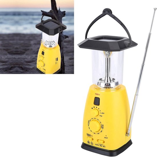Campinglantaarn op zonne-energie met zaklamp, 8 leds, zwengellantaarn - Civil Defense Lamp met AM/FM-radio voor kamperen, storm, stroomuitval, wandelen, wandelen van Camp