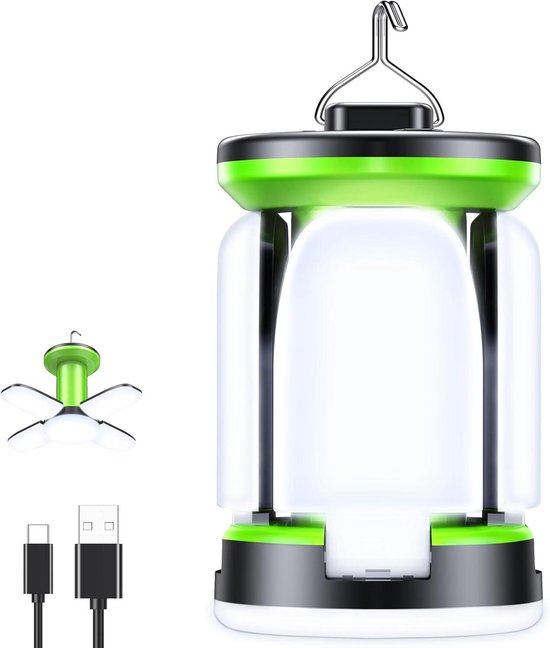 Campinglantaarn Oplaadbaar - Kampeerlamp LED - Buitenverlichting - 7 Lichtstanden - 60 LED - Groen