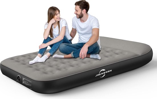 Campingluchtmatras met kussen, gevlokt oppervlak, queenluchtmatras, reisbed, isomat, lekvrije matras, opblaasbaar voor tent, huisgasten, SUV, vrachtwagen, camper (zonder pomp) van Camp