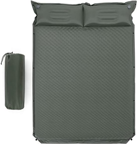 Campingmat zelfopblazend - inclusief kussen - waterdicht - luchtmatras - campingmatras - 2 personen - slaapmat voor kamperen, wandelen, strand, reizen van Merkloos