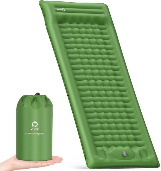 Campingmat zelfopblazend met voetpomp - 12 cm dik - ultra dik en verbeterde ondersteuning - opblaasbaar en ultralicht - waterdicht - outdoor luchtmatras voor wandelen en rugzakken van Camp
