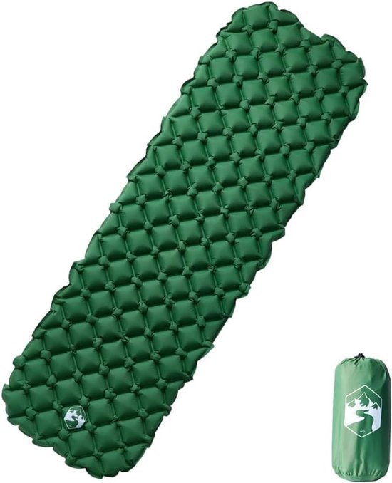 Campingmatras 1 persoon - Slaapmat luchtbed - Kamperen backpacken - Ultralicht waterdicht - 190 x 58 x 6 cm - Groen van Merkloos