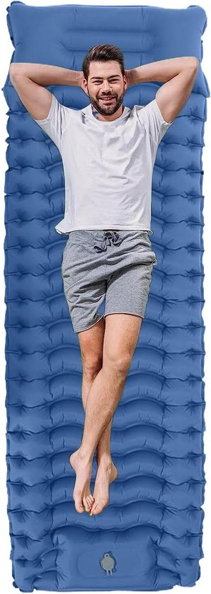 Campingmatras - Luchtbed - Buiten slapen - Ingebouwde voetpomp - 200x70x10cm - Paarsblauw