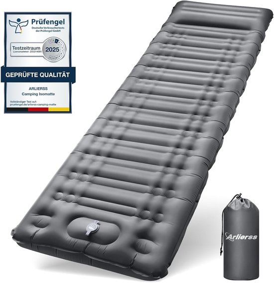 Campingmatras met Voetpomp - Grijs - Einzel - Zelfopblazende Slaapmat voor Wandelen en Kamperen