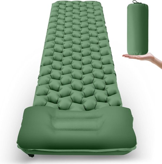 Campingmatras Opblaasbaar - Slaapmat Outdoor - Kamperen Buiten - Ultralicht Ontwerp - 190 x 59 cm - Groen