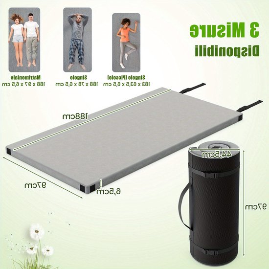 Campingmatras – Slaapmat – Campingbed – Opvouwbaar Matras – Draagbaar Bed – Memory Foam – Waterafstotende Hoes – Anti-Slip Bodem – Queen Size 188x97 cm – Inclusief Draagtas van Merkloos