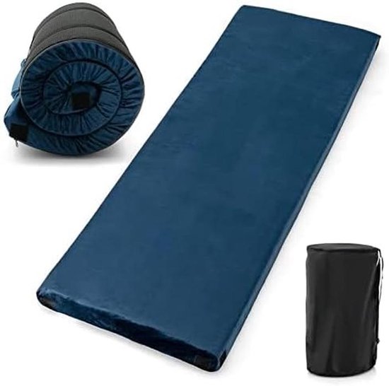Campingmatras Traagschuim - Slaapmat Outdoor - Kamperen Wandelen - Waterdicht Flanellen Overdekking - 183x62.5x6.5cm - Donkerblauw van Merkloos