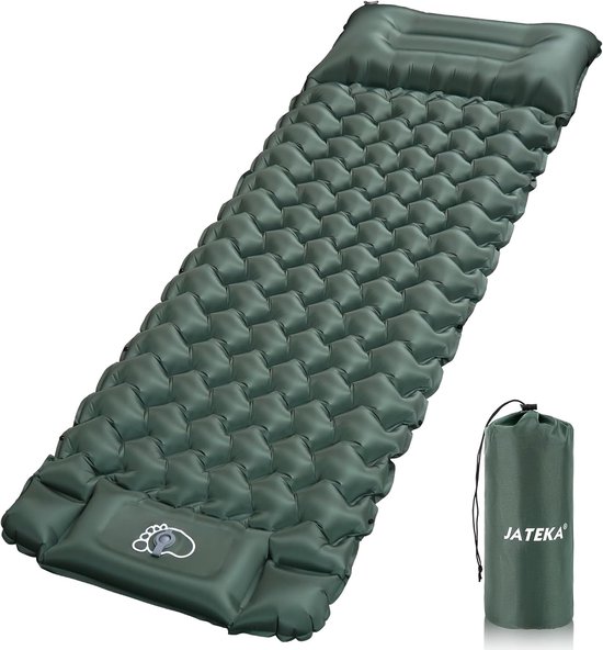 Campingmatras – Zelfopblazend met Voetpomp – Lichtgewicht Slaapmat met Kussen – Waterdicht – Voor Kamperen & Trekking