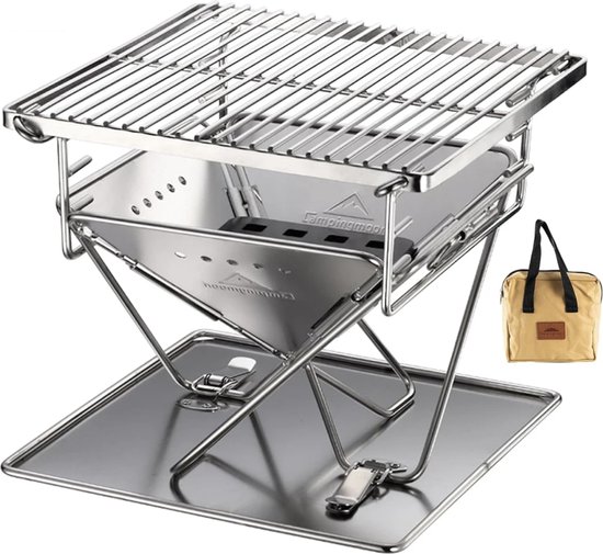 Campingmoon Opvouwbare Kampeer BBQ Barbecue RVS Houtskool - Kamperen Festival Outdoor