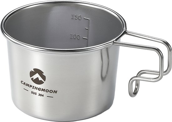 Campingmoon RVS Sierra Cup 160 ml – Camping Mok met Handvat – Lichtgewicht & Stapelbaar – Outdoor Kookmok