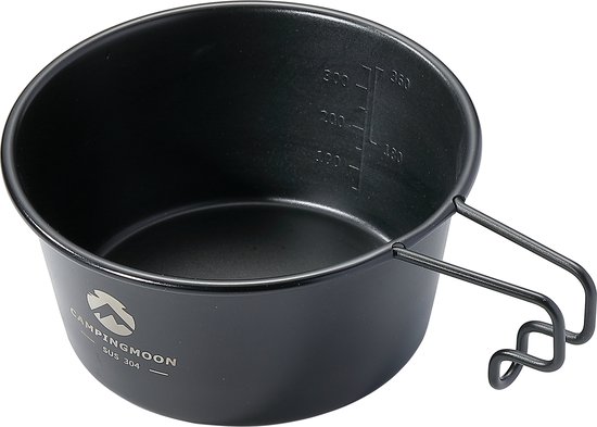 Campingmoon Sierra Cup 360 ml Zwart – RVS Camping Kom/Mok met Handvat – Lichtgewicht Outdoor Kookgerei