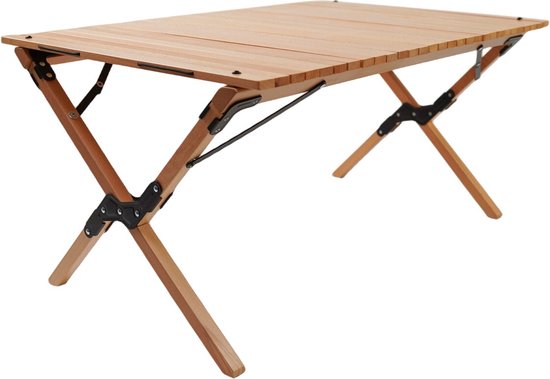 Campingroltafel Tuin Klaptafel - Opvouwbare lamellentafel groot hout 90x60