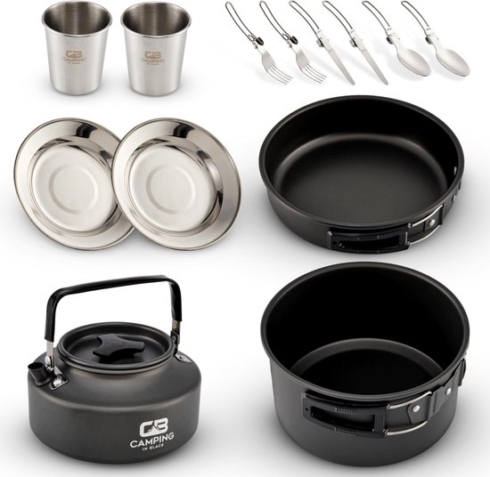Campingserviesset voor 2 personen, outdoor survival kookset van Camp