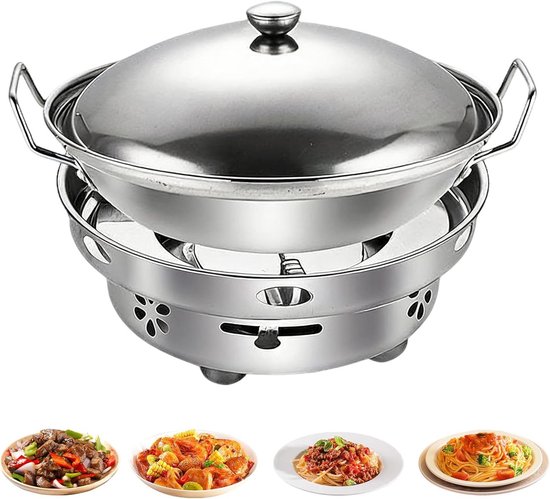 Campingset Kookpan - Spiritus Kookset - Outdoor Koken - Verstelbaar Gebruiksvoorwerpen - 24 cm - Zilver