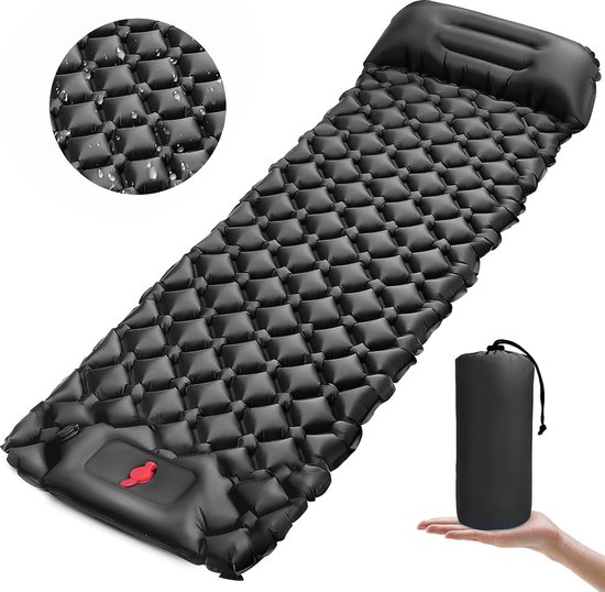 Campingslaapmat met kussen, ultralicht luchtbed Camping kleine verpakkingsgrootte, slaapmat waterdicht voor kamperen, buiten, reizen, wandelen, strand van Merkloos