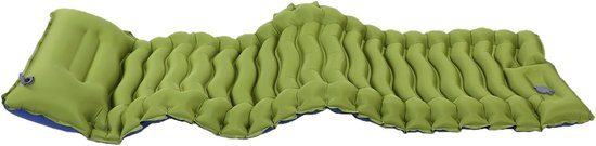 Campingslaapmatje - Opblaasbaar matras - Buiten slapen - Zelfopblazend met voetpomp - 190x65x10cm - Blauw