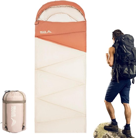 Campingslaapzak - Donzen slaapzak Lichtgewicht - Buitenactiviteiten - Waterdicht met compressiezak - 2-persoons - A