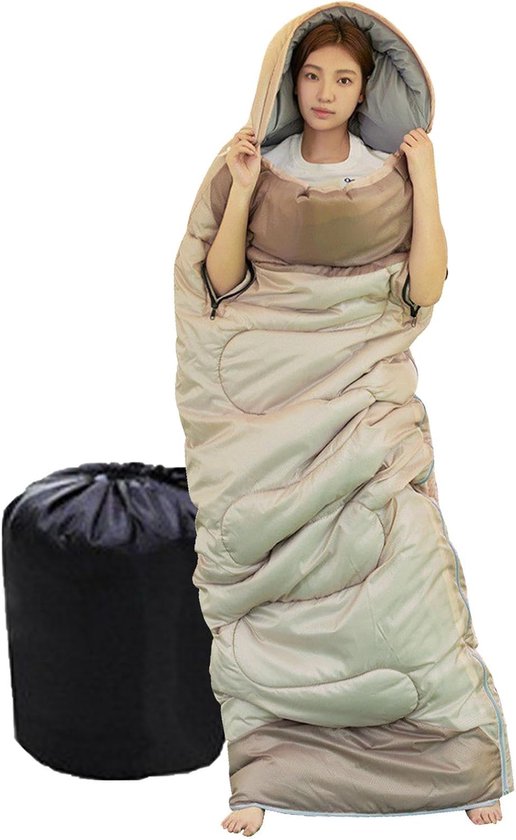 Campingslaapzak - Lichte Wandelslaapzak - Outdoor Avontuur - Wind- en Waterdicht - 190 x 75 cm - Kaki