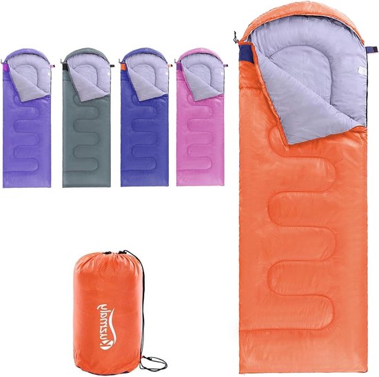 Campingslaapzak - Lichtgewicht slaapzak - Kamperen en outdoor - Waterdicht en ademend - Single - Oranje Blauw