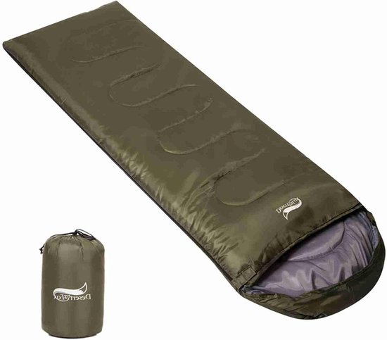 Campingslaapzak - Slaapzak Outdoor - Kamperen en Hiken - Veelzijdig 2-in-1 Design - 190 x 30 x 70 cm - Legergroen